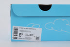 Air Max Scorpion Air Max Day - Full Outsole View on White Background Showing Semi-Transparent Frosted White Multi-Chamber Air Scorpion Base Pink Midfoot Air Chambers Volt Heel Air Chambers Slate Blue Lateral Heel Chambers and Black Rubber Traction Pods at Forefoot and Heel Corners
