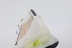 Air Max Scorpion Air Max Day - Lace and Dog Tag Close Up on White Background Showing Silver Ball Chain Threaded Through Lace System Metal Dog Tag with AIR MAX 3.26 Text and Blue Yellow AIR MAX Logo Black X-Form Lace Locks and White Terry Cloth Tongue