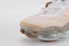 Air Max Scorpion Flyknit Leap High 2 Guava Ice Teal University Red - Ankle Collar Interior Close Up on White Background Showing White Terry Loop-Pile Flyknit Collar Lining White LEAP HIGH JUST DO IT Interior Shoe Tag University Red Lining at Collar Upper Edge and Pink Cherry Blossom Embroideries on Guava Ice Flyknit
