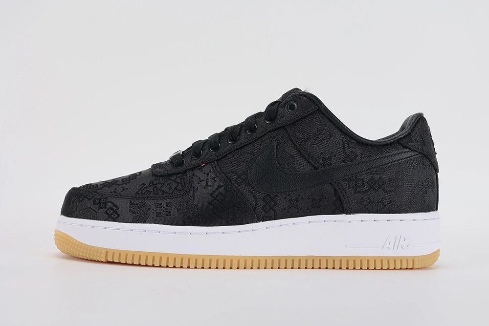 Fragment Design x CLOT x Air Force 1 Black Silk - Swoosh Detail